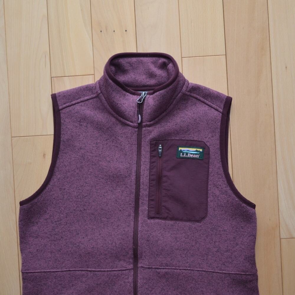 LL Bean Fleece Vest Size XS Maroon - Picture 2 of 4